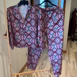 Zara Multicolor Patterned Pants & Top Set
